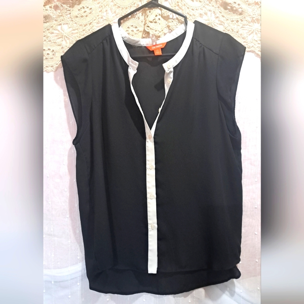 Joe Fresh Black Sleeveless Blouse with White Accents